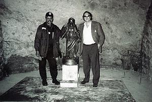 Author in the cathedral with new friend